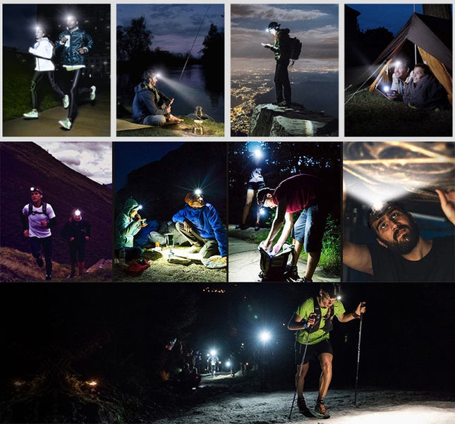 1pc Super Brightest Powerful 5 LED Headlamp Rechargeable Headlamps Headlights Head Torch Outdoor Camping Running Lighting