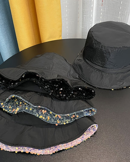 Trendy Sparkling Sequins Bucket Hat Classic Solid Color Music Festival Party Hat Classic Fisherman Cap For Women daily uses