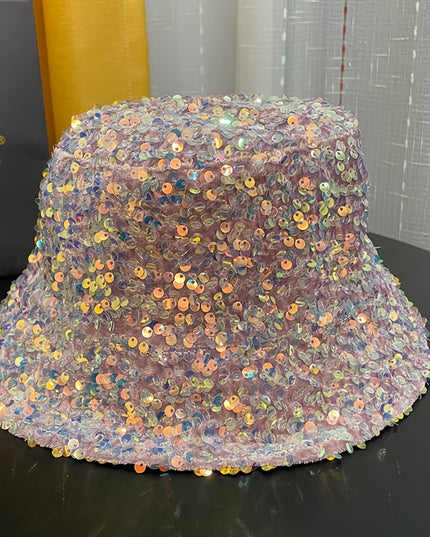 Trendy Sparkling Sequins Bucket Hat Classic Solid Color Music Festival Party Hat Classic Fisherman Cap For Women daily uses
