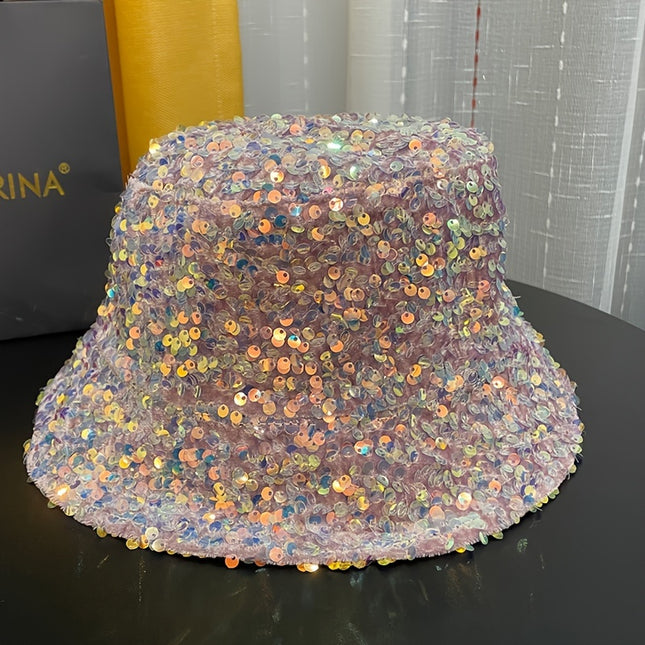Trendy Sparkling Sequins Bucket Hat Classic Solid Color Music Festival Party Hat Classic Fisherman Cap For Women daily uses