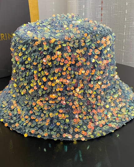 Trendy Sparkling Sequins Bucket Hat Classic Solid Color Music Festival Party Hat Classic Fisherman Cap For Women daily uses