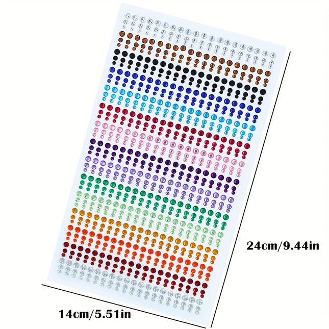 165/ 900 Pcs Facial Stickers Self Adhesive Rhinestones For Eye Makeup, 15 Colors Rainbow Rhinestones Face Jewelry Face Gems Stickers, DIY Nail Makeup 3mm 4mm 5mm 6mm Halloween Rave Festival Accessories Costume For Women