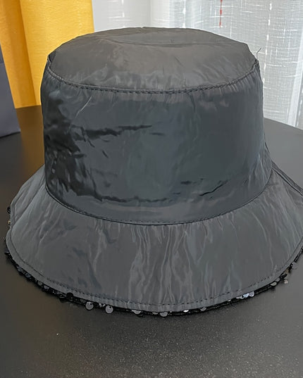 Trendy Sparkling Sequins Bucket Hat Classic Solid Color Music Festival Party Hat Classic Fisherman Cap For Women daily uses