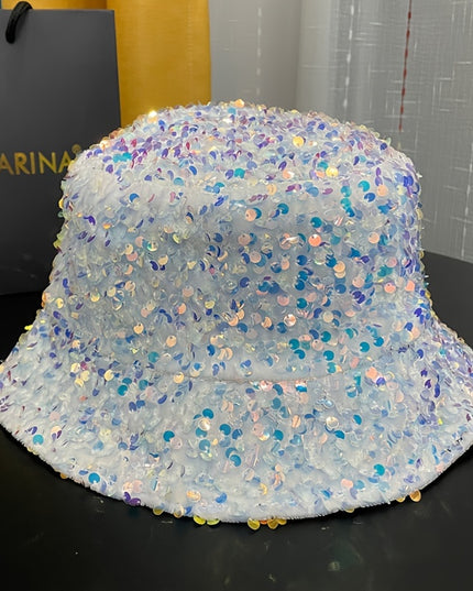 Trendy Sparkling Sequins Bucket Hat Classic Solid Color Music Festival Party Hat Classic Fisherman Cap For Women daily uses