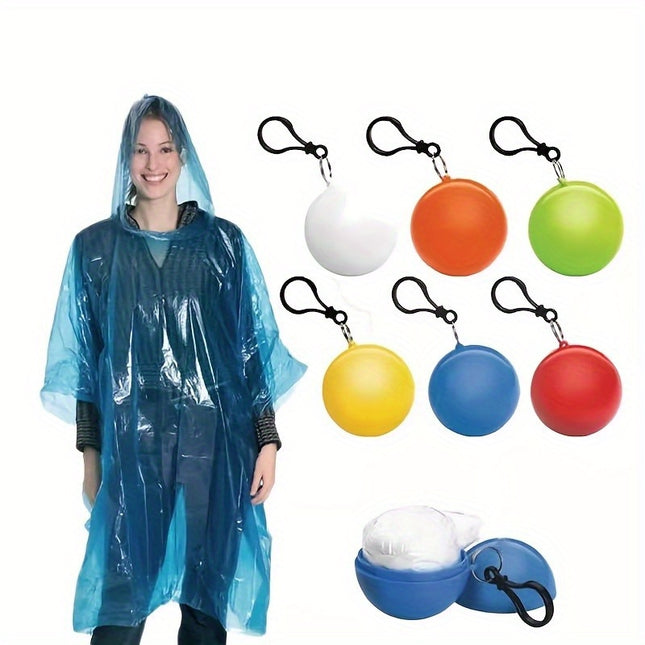 1Pcs Disposable Portable Raincoat Adult Emergency Waterproof Hood Poncho Hiking Camping Keyring Ball Must Rain Coat Unisex