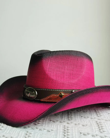 Hand-painted Western Cowboy hat Bronze green hat for men women Large Brim stiff straw hat summer sombrero vaquero hombreковбойс