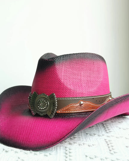 Hand-painted Western Cowboy hat Bronze green hat for men women Large Brim stiff straw hat summer sombrero vaquero hombreковбойс
