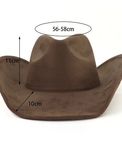 Suede Western Cowboy Hat Men and Women Retro Gentleman Cowboy Hat New Accessories Straw Hat Hombre Suede Big Brim Hat
