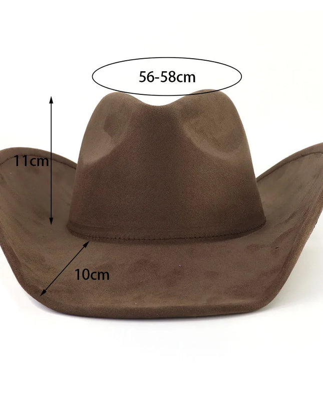 Suede Western Cowboy Hat Men and Women Retro Gentleman Cowboy Hat New Accessories Straw Hat Hombre Suede Big Brim Hat