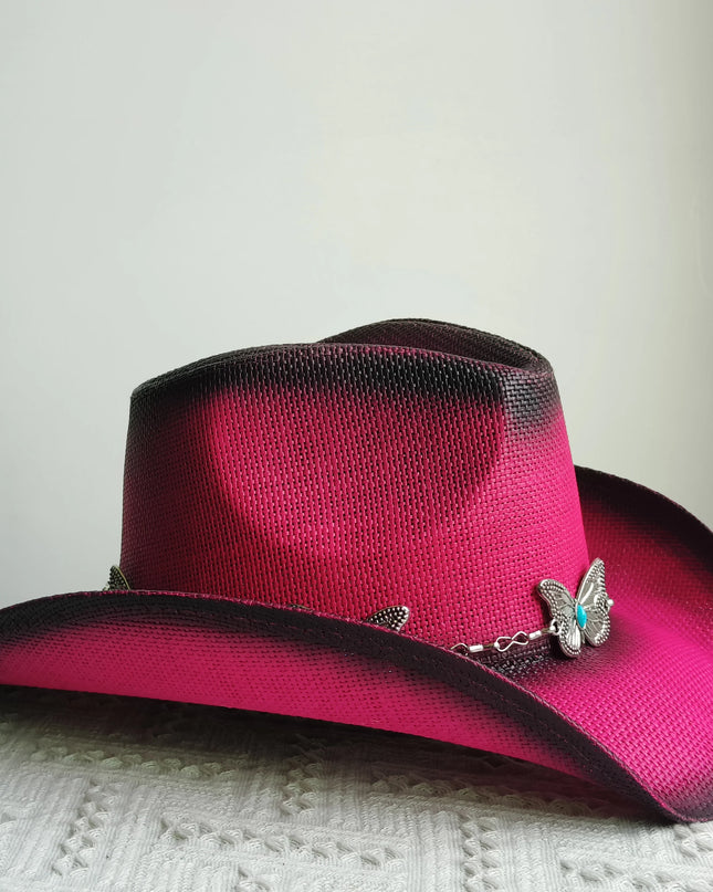 Hand-painted Western Cowboy hat Bronze green hat for men women Large Brim stiff straw hat summer sombrero vaquero hombreковбойс