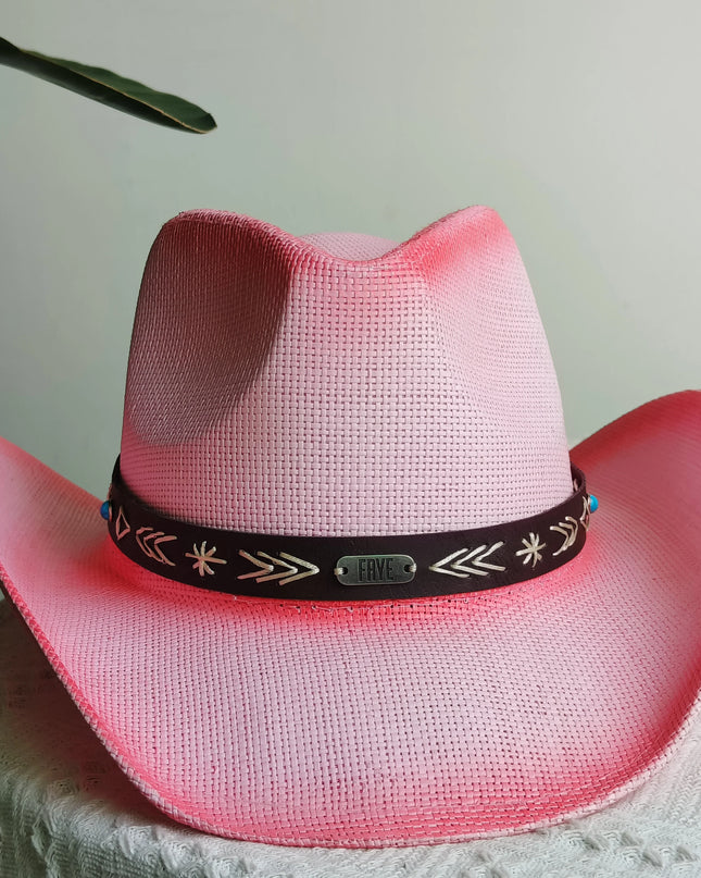 Hand-painted Western Cowboy hat Bronze green hat for men women Large Brim stiff straw hat summer sombrero vaquero hombreковбойс