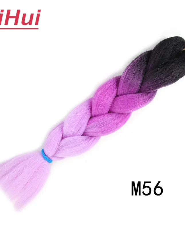 24 Inches Synthetic Braiding Hair Jumbo BraidOmbre Jumbo Hair Extension For Women DIY Hair Braids Purple Pink  Yellow Gray Lihu