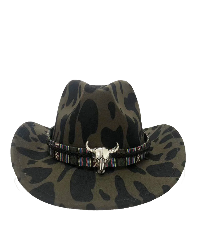 2021 cowboy hat jazz cow pattern curved edge monochrome knight felt hat for men and women with big eaves шапка мужская