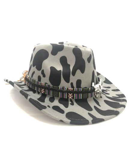 2021 cowboy hat jazz cow pattern curved edge monochrome knight felt hat for men and women with big eaves шапка мужская