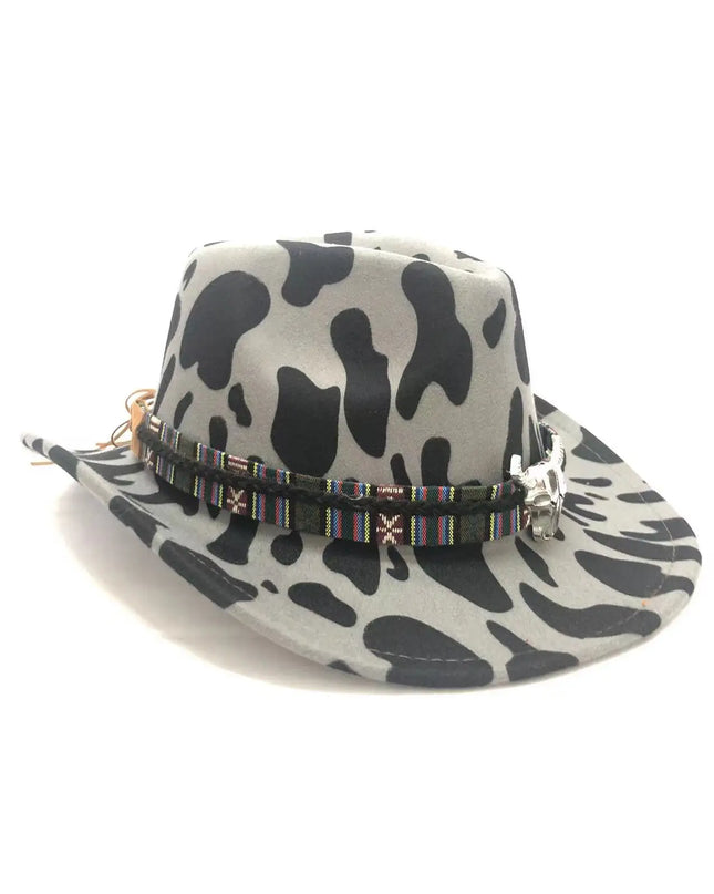 2021 cowboy hat jazz cow pattern curved edge monochrome knight felt hat for men and women with big eaves шапка мужская