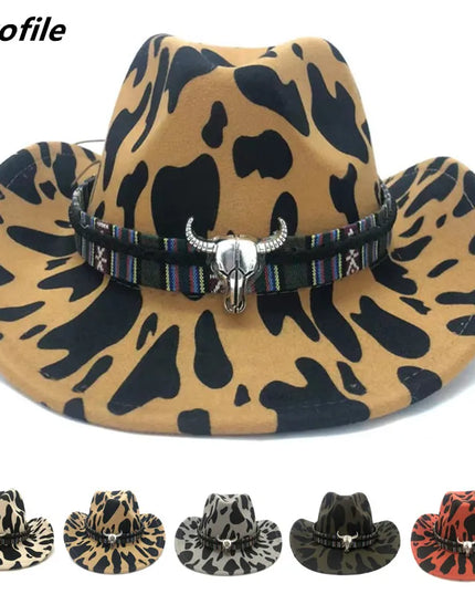 2021 cowboy hat jazz cow pattern curved edge monochrome knight felt hat for men and women with big eaves шапка мужская