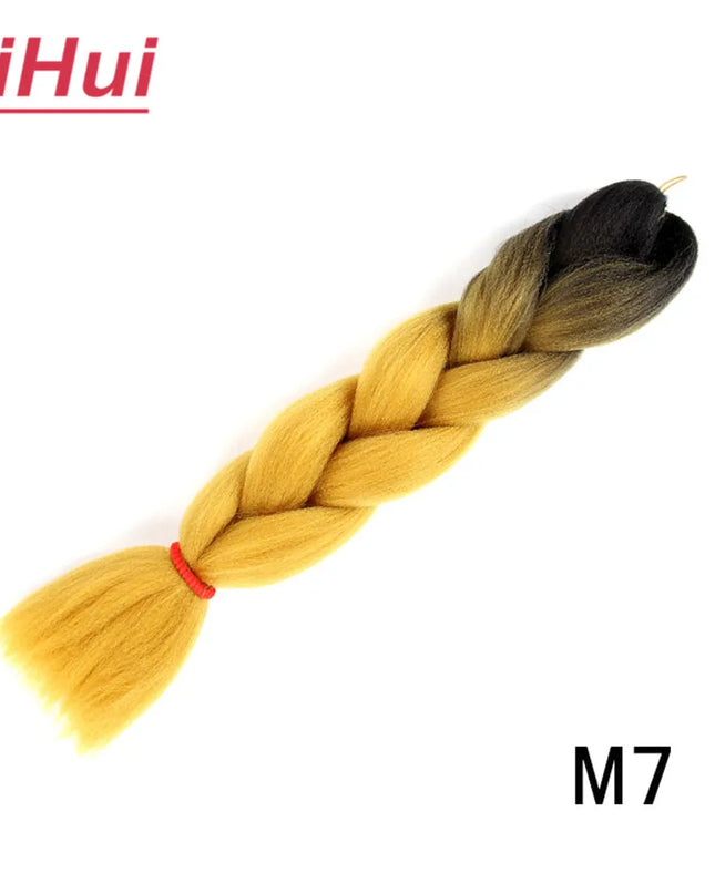 24 Inches Synthetic Braiding Hair Jumbo BraidOmbre Jumbo Hair Extension For Women DIY Hair Braids Purple Pink  Yellow Gray Lihu