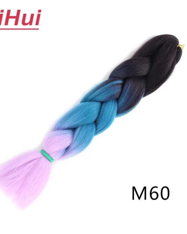 24 Inches Synthetic Braiding Hair Jumbo BraidOmbre Jumbo Hair Extension For Women DIY Hair Braids Purple Pink  Yellow Gray Lihu