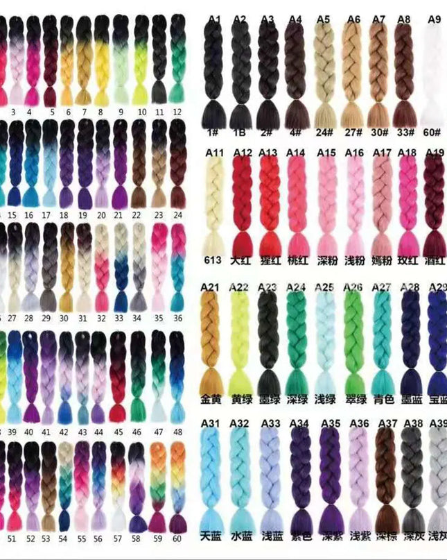 24 Inches Synthetic Braiding Hair Jumbo BraidOmbre Jumbo Hair Extension For Women DIY Hair Braids Purple Pink  Yellow Gray Lihu