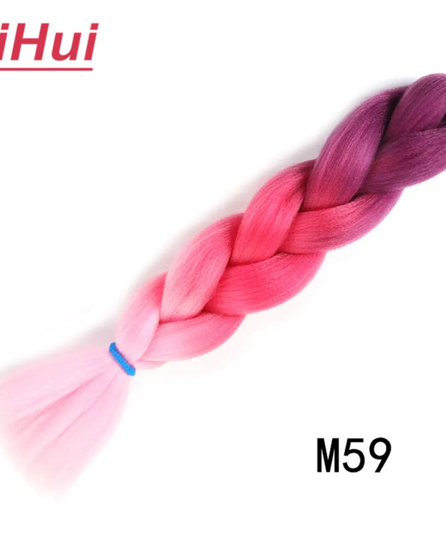 24 Inches Synthetic Braiding Hair Jumbo BraidOmbre Jumbo Hair Extension For Women DIY Hair Braids Purple Pink  Yellow Gray Lihu