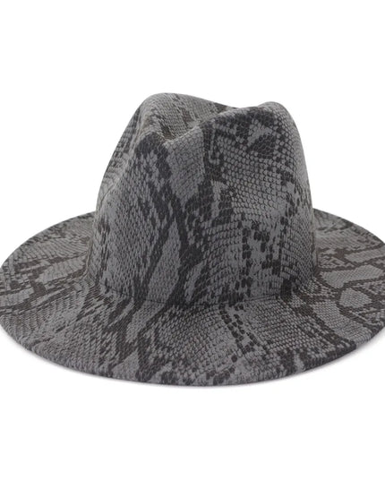 Men Fedora hats women Snakeskin Leopard Print hat feather jazz hats British style hat autumn  winter big along Multicolor hat