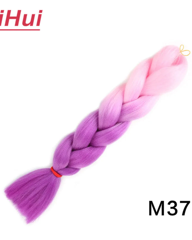 24 Inches Synthetic Braiding Hair Jumbo BraidOmbre Jumbo Hair Extension For Women DIY Hair Braids Purple Pink  Yellow Gray Lihu
