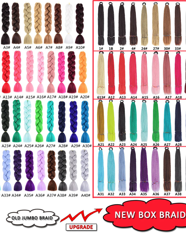 24 Inches Synthetic Braiding Hair Jumbo BraidOmbre Jumbo Hair Extension For Women DIY Hair Braids Purple Pink  Yellow Gray Lihu