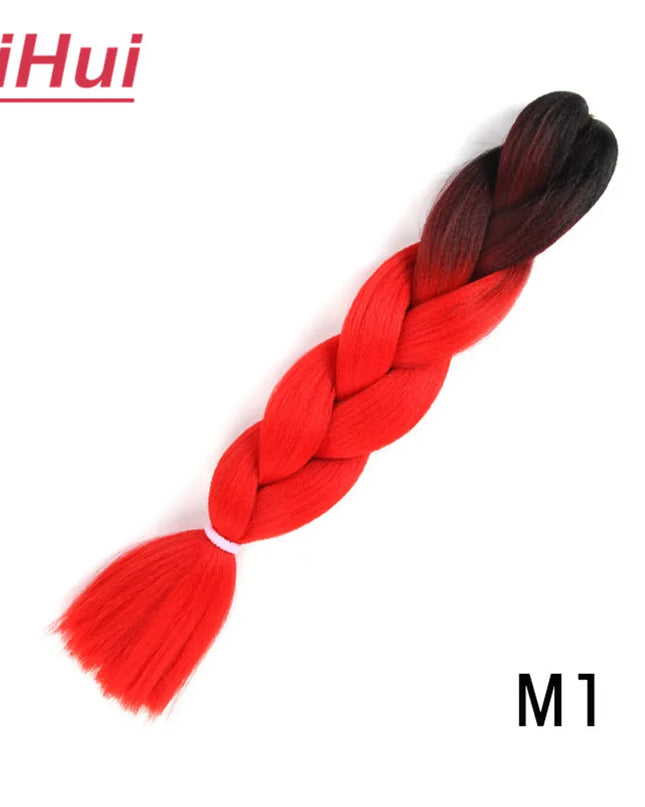 24 Inches Synthetic Braiding Hair Jumbo BraidOmbre Jumbo Hair Extension For Women DIY Hair Braids Purple Pink  Yellow Gray Lihu