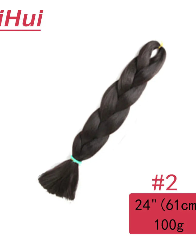 24 Inches Synthetic Braiding Hair Jumbo BraidOmbre Jumbo Hair Extension For Women DIY Hair Braids Purple Pink  Yellow Gray Lihu