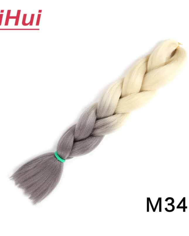 24 Inches Synthetic Braiding Hair Jumbo BraidOmbre Jumbo Hair Extension For Women DIY Hair Braids Purple Pink  Yellow Gray Lihu