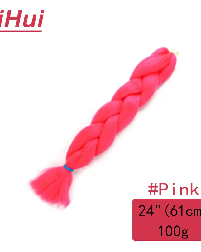 24 Inches Synthetic Braiding Hair Jumbo BraidOmbre Jumbo Hair Extension For Women DIY Hair Braids Purple Pink  Yellow Gray Lihu