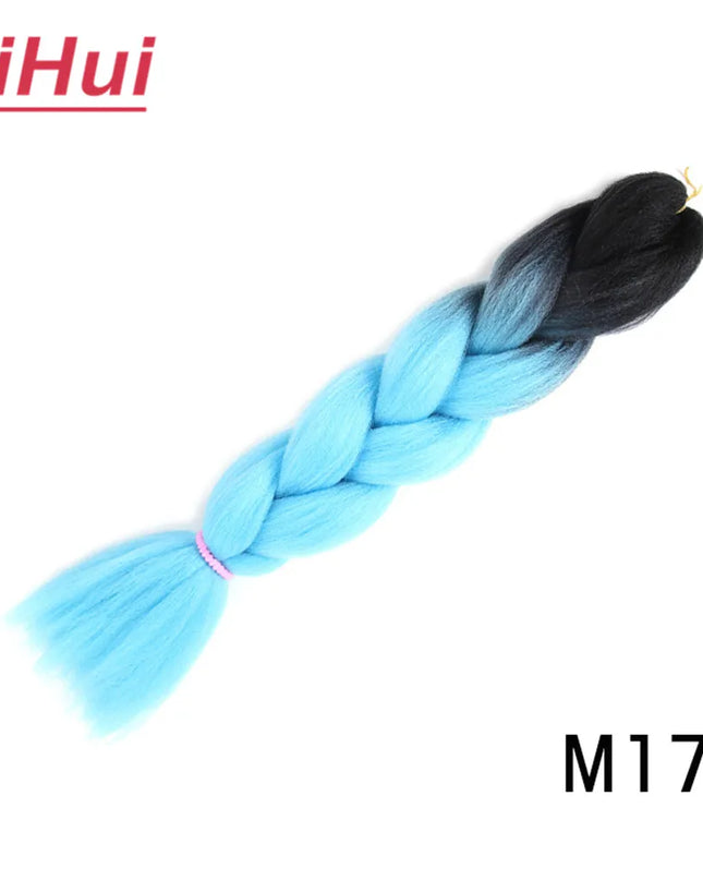 24 Inches Synthetic Braiding Hair Jumbo BraidOmbre Jumbo Hair Extension For Women DIY Hair Braids Purple Pink  Yellow Gray Lihu