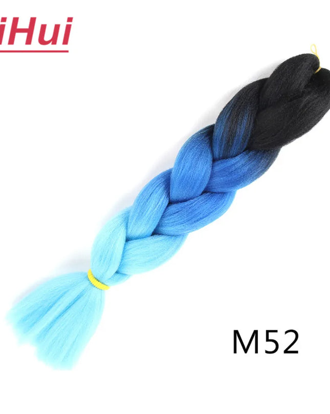 24 Inches Synthetic Braiding Hair Jumbo BraidOmbre Jumbo Hair Extension For Women DIY Hair Braids Purple Pink  Yellow Gray Lihu