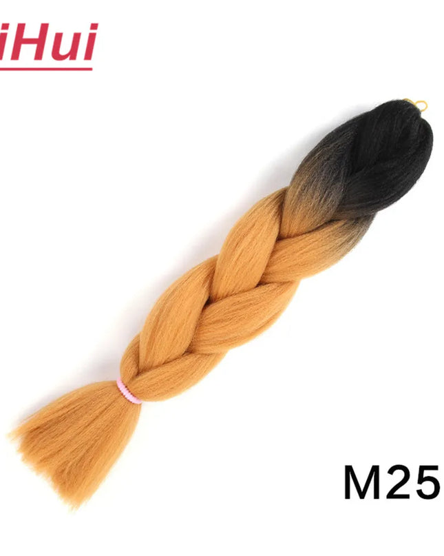 24 Inches Synthetic Braiding Hair Jumbo BraidOmbre Jumbo Hair Extension For Women DIY Hair Braids Purple Pink  Yellow Gray Lihu