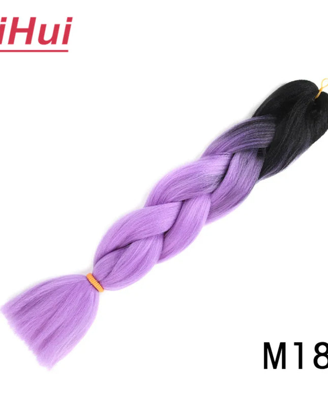 24 Inches Synthetic Braiding Hair Jumbo BraidOmbre Jumbo Hair Extension For Women DIY Hair Braids Purple Pink  Yellow Gray Lihu