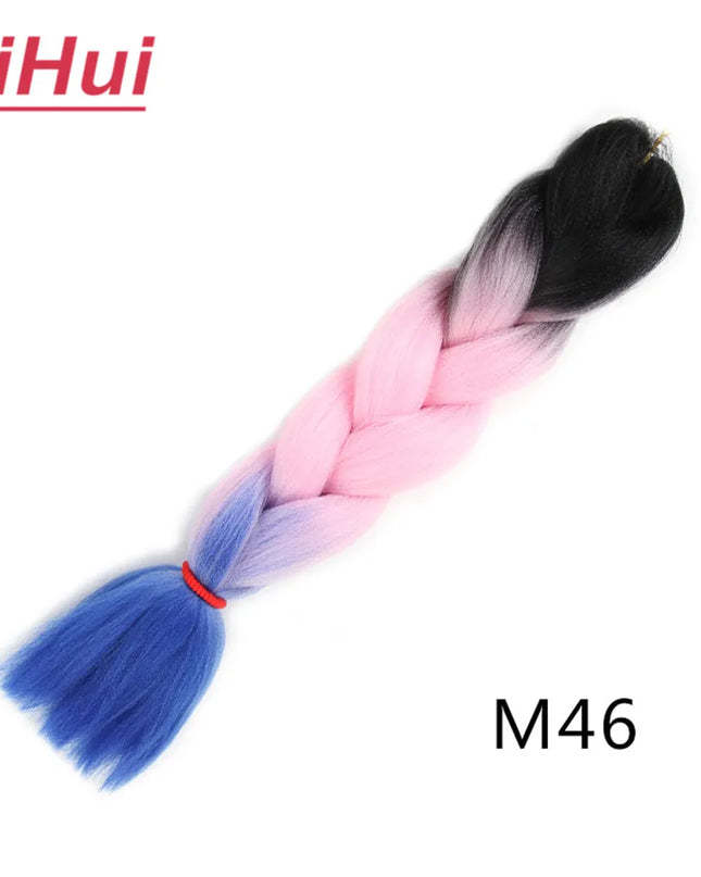 24 Inches Synthetic Braiding Hair Jumbo BraidOmbre Jumbo Hair Extension For Women DIY Hair Braids Purple Pink  Yellow Gray Lihu
