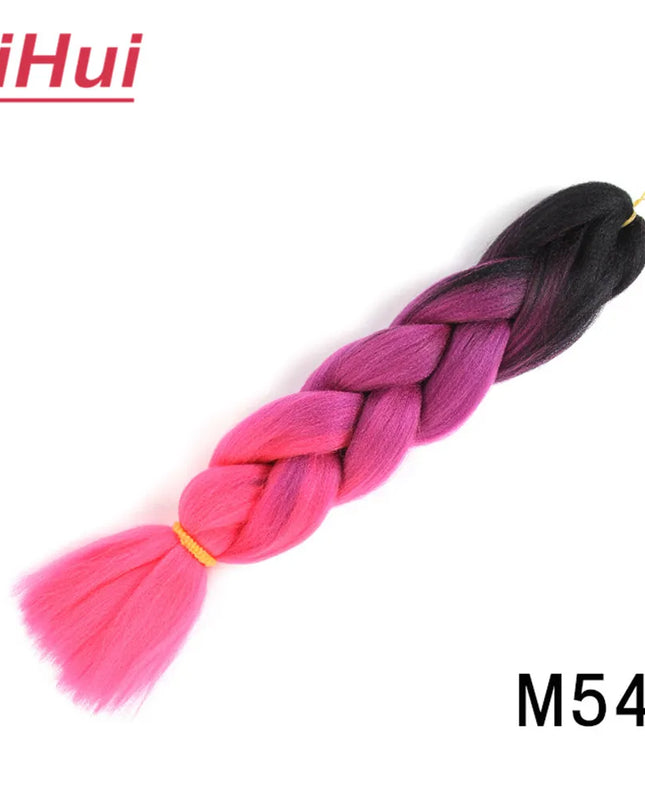 24 Inches Synthetic Braiding Hair Jumbo BraidOmbre Jumbo Hair Extension For Women DIY Hair Braids Purple Pink  Yellow Gray Lihu