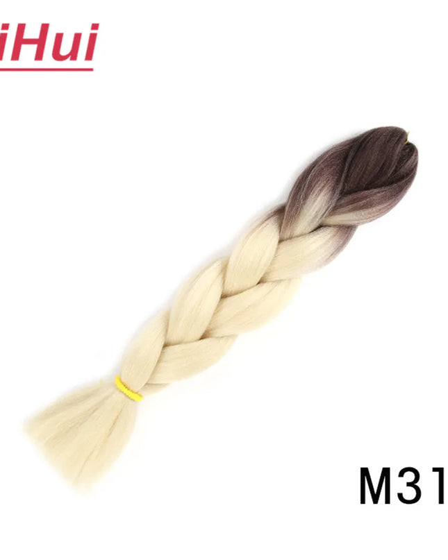 24 Inches Synthetic Braiding Hair Jumbo BraidOmbre Jumbo Hair Extension For Women DIY Hair Braids Purple Pink  Yellow Gray Lihu