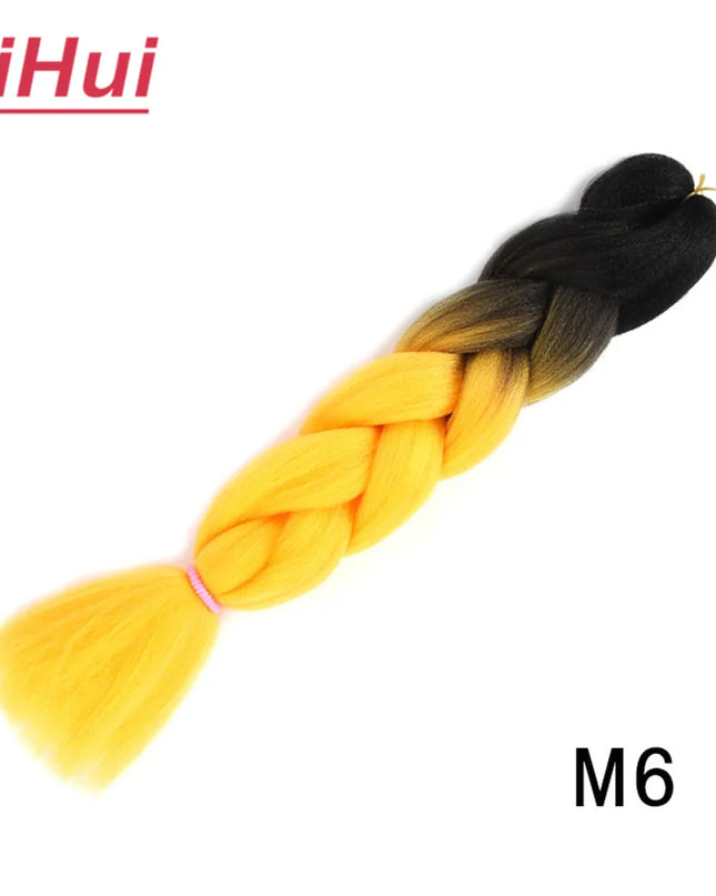 24 Inches Synthetic Braiding Hair Jumbo BraidOmbre Jumbo Hair Extension For Women DIY Hair Braids Purple Pink  Yellow Gray Lihu