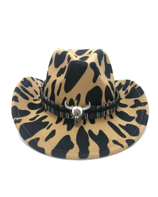 2021 cowboy hat jazz cow pattern curved edge monochrome knight felt hat for men and women with big eaves шапка мужская