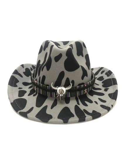 2021 cowboy hat jazz cow pattern curved edge monochrome knight felt hat for men and women with big eaves шапка мужская