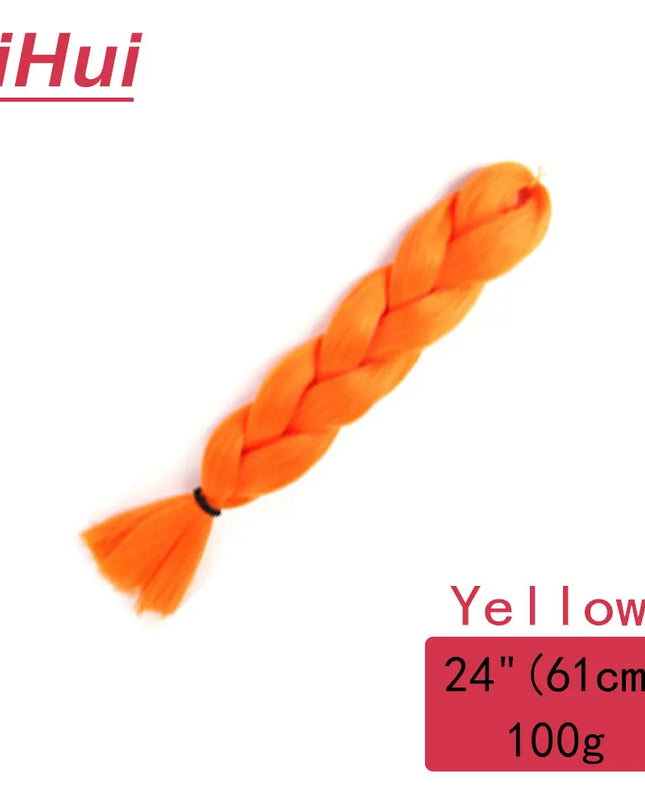 24 Inches Synthetic Braiding Hair Jumbo BraidOmbre Jumbo Hair Extension For Women DIY Hair Braids Purple Pink  Yellow Gray Lihu