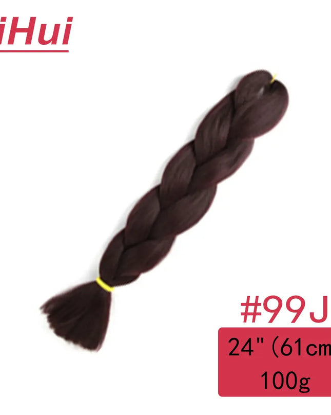24 Inches Synthetic Braiding Hair Jumbo BraidOmbre Jumbo Hair Extension For Women DIY Hair Braids Purple Pink  Yellow Gray Lihu