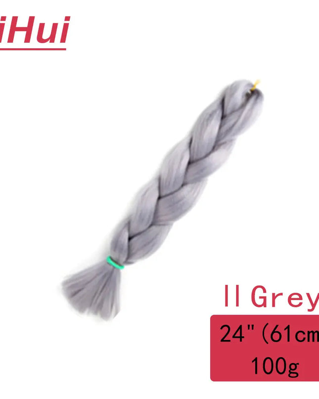 24 Inches Synthetic Braiding Hair Jumbo BraidOmbre Jumbo Hair Extension For Women DIY Hair Braids Purple Pink  Yellow Gray Lihu