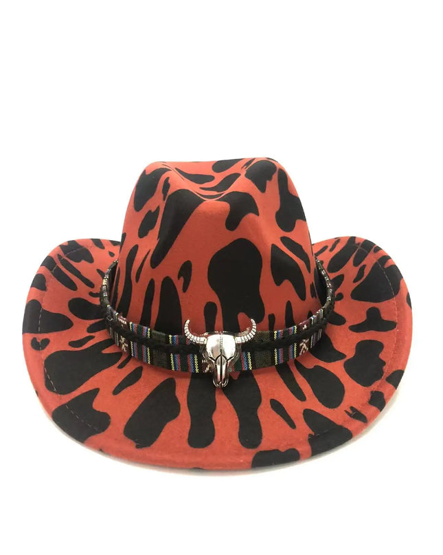 2021 cowboy hat jazz cow pattern curved edge monochrome knight felt hat for men and women with big eaves шапка мужская