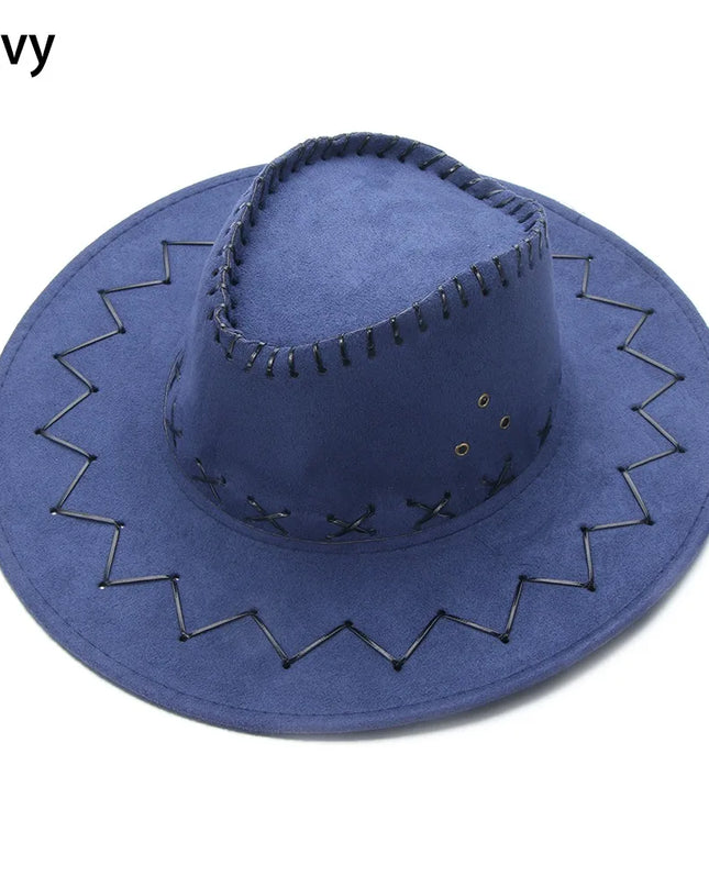 Western Cowboy Hat for Men Women Kids Fedora Outdoor Wide Brim Faux Leather Summer Wide Brim Beach Travel Cap Black White Pink