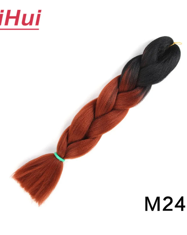 24 Inches Synthetic Braiding Hair Jumbo BraidOmbre Jumbo Hair Extension For Women DIY Hair Braids Purple Pink  Yellow Gray Lihu