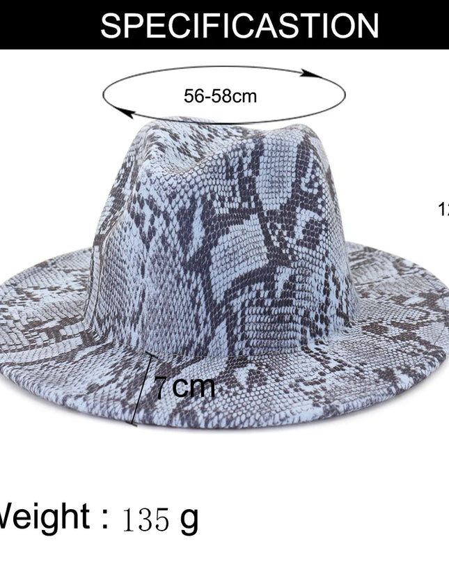 Men Fedora hats women Snakeskin Leopard Print hat feather jazz hats British style hat autumn  winter big along Multicolor hat