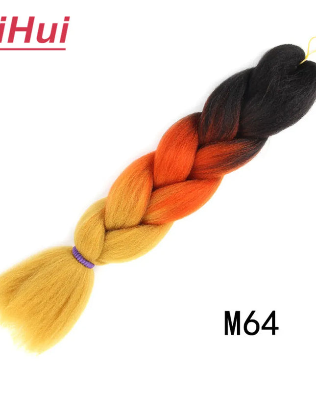 24 Inches Synthetic Braiding Hair Jumbo BraidOmbre Jumbo Hair Extension For Women DIY Hair Braids Purple Pink  Yellow Gray Lihu