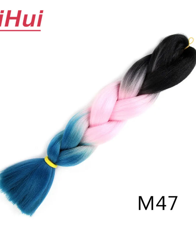 24 Inches Synthetic Braiding Hair Jumbo BraidOmbre Jumbo Hair Extension For Women DIY Hair Braids Purple Pink  Yellow Gray Lihu